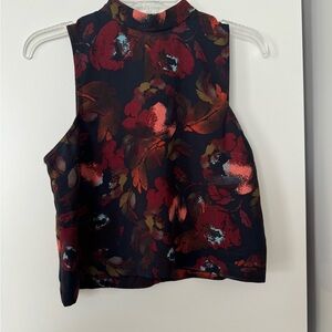 Leith Floral Crop Top - Red and Black
